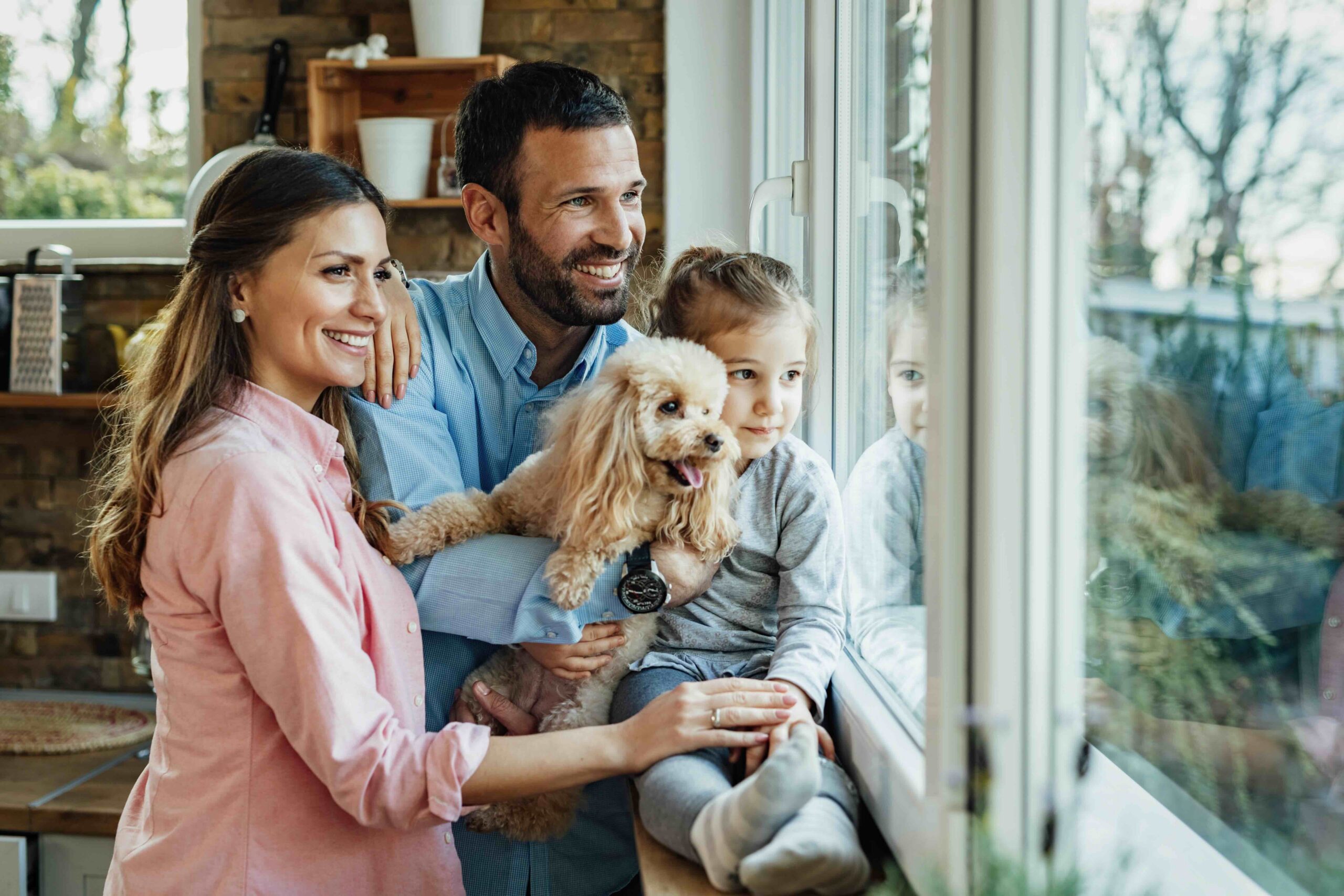 happy family with dog
